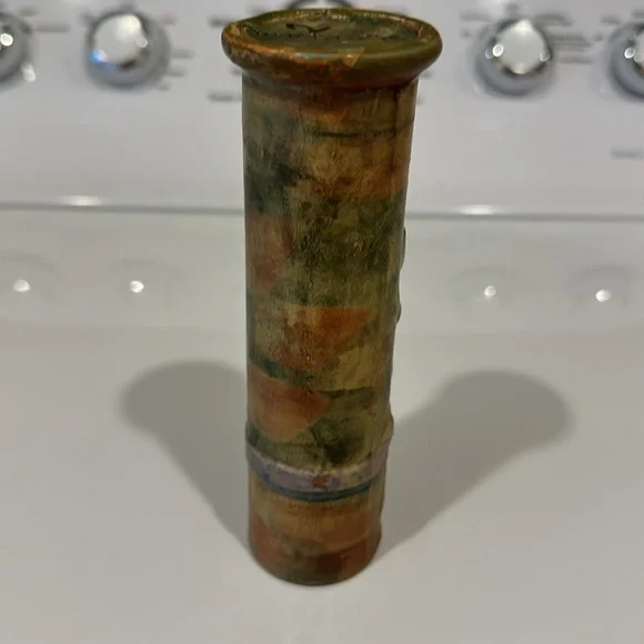 Vintage stamped Weller bud vase with floral embossment 6 by 1.5